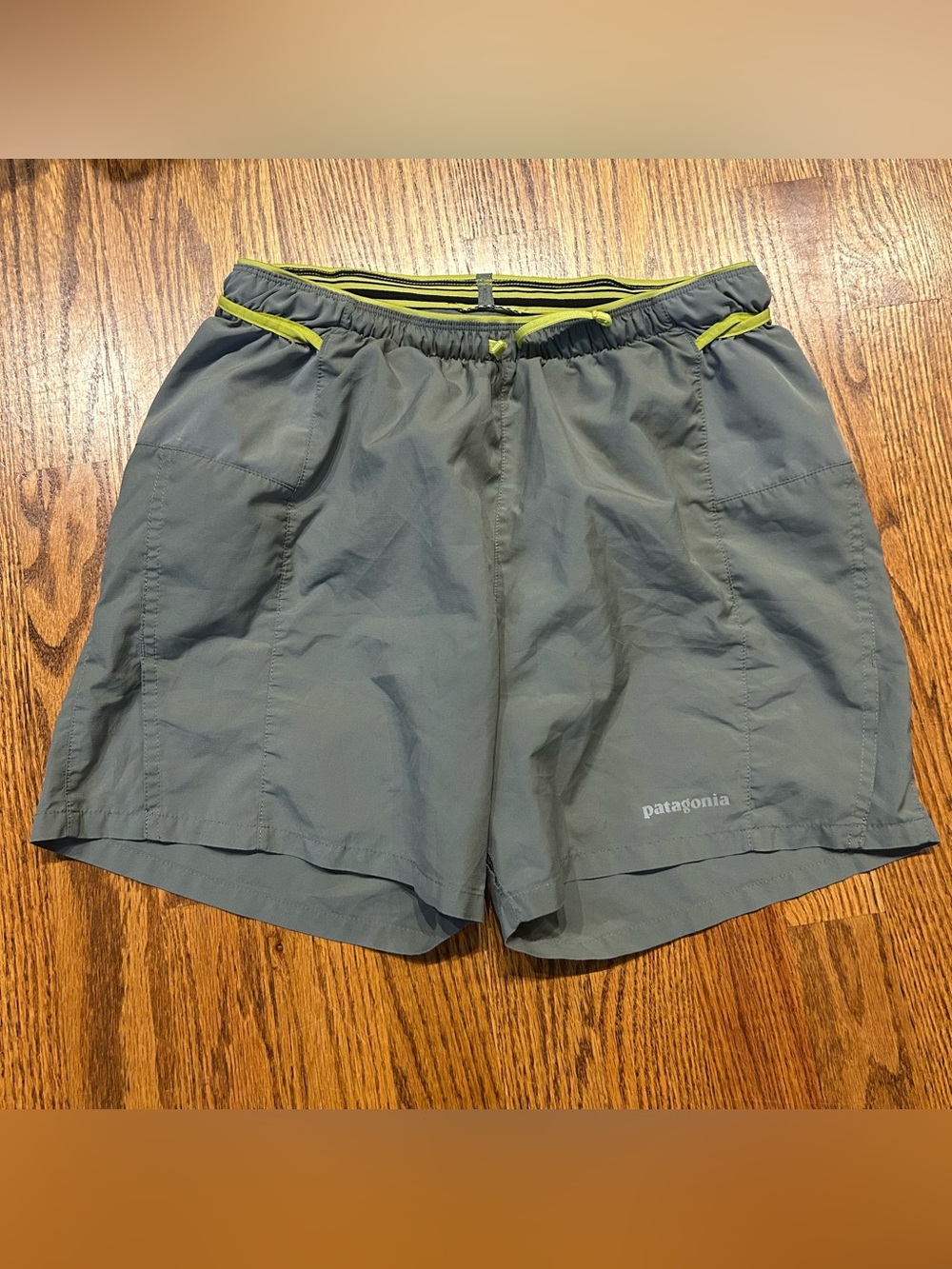 Patagonia Strider Pro Running Shorts Mens Small Grey & Yellow 5” Active Outdoor